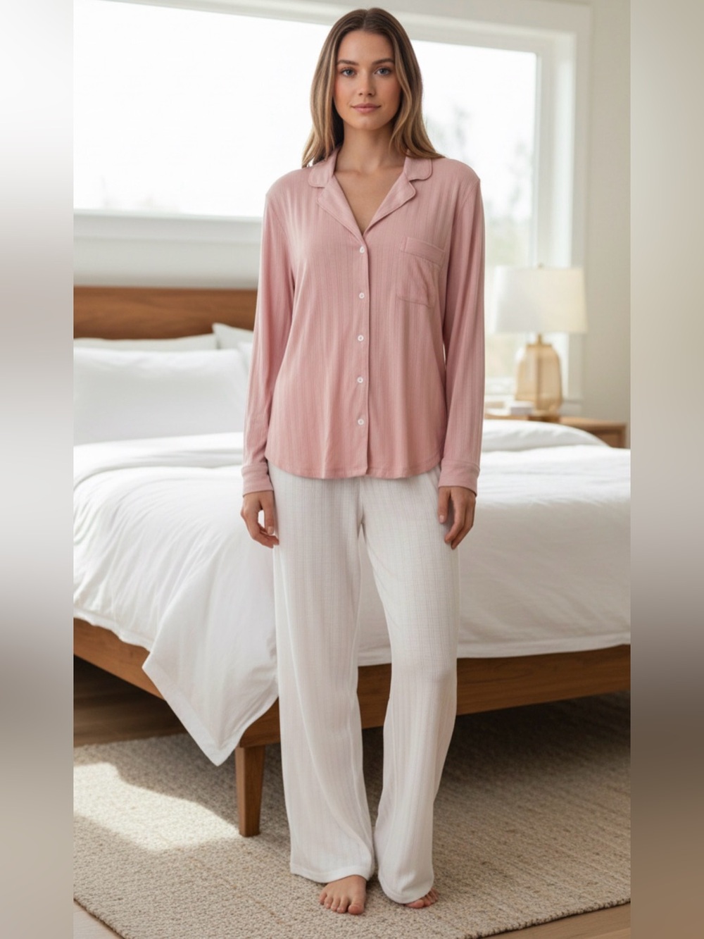 Victoria's Secret Pajama Delicate Sosoft Modal Sleeve & Heritage Coconut Pants M